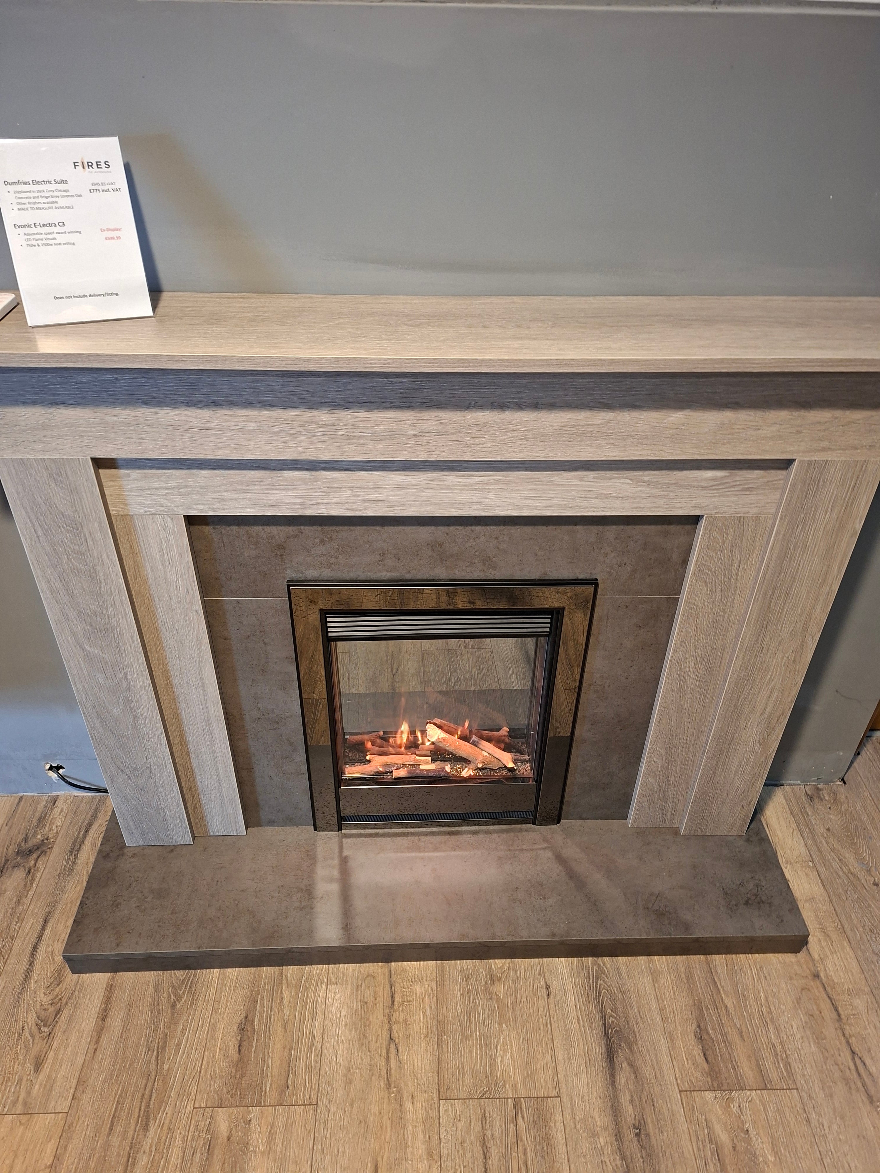 Dumfries Electric Suite & Evonic E-Lectra C3 Electric fire EX DISPLAY